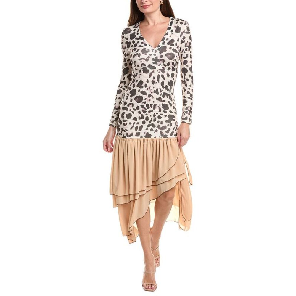 Ipponelli Womens  Printed Midi Dress, Brown